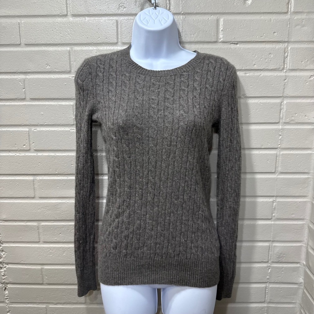 Antonio Melani Cable Knit Cashmere Sweater Grey XS Hole Dark Academia Minimalist